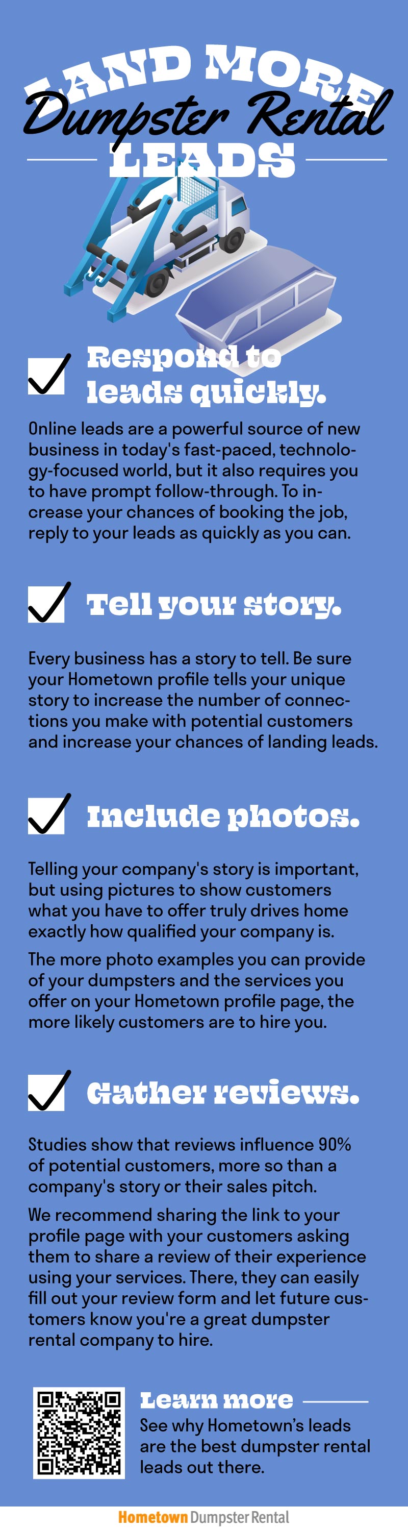 land more dumpster rental leads infographic