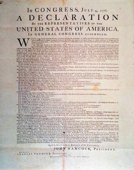 Found copy of Declaration of Independence