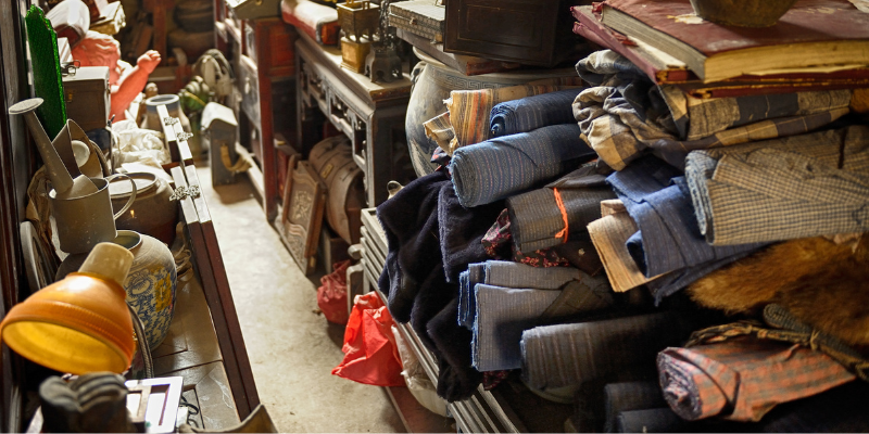 piles of old junk in basement